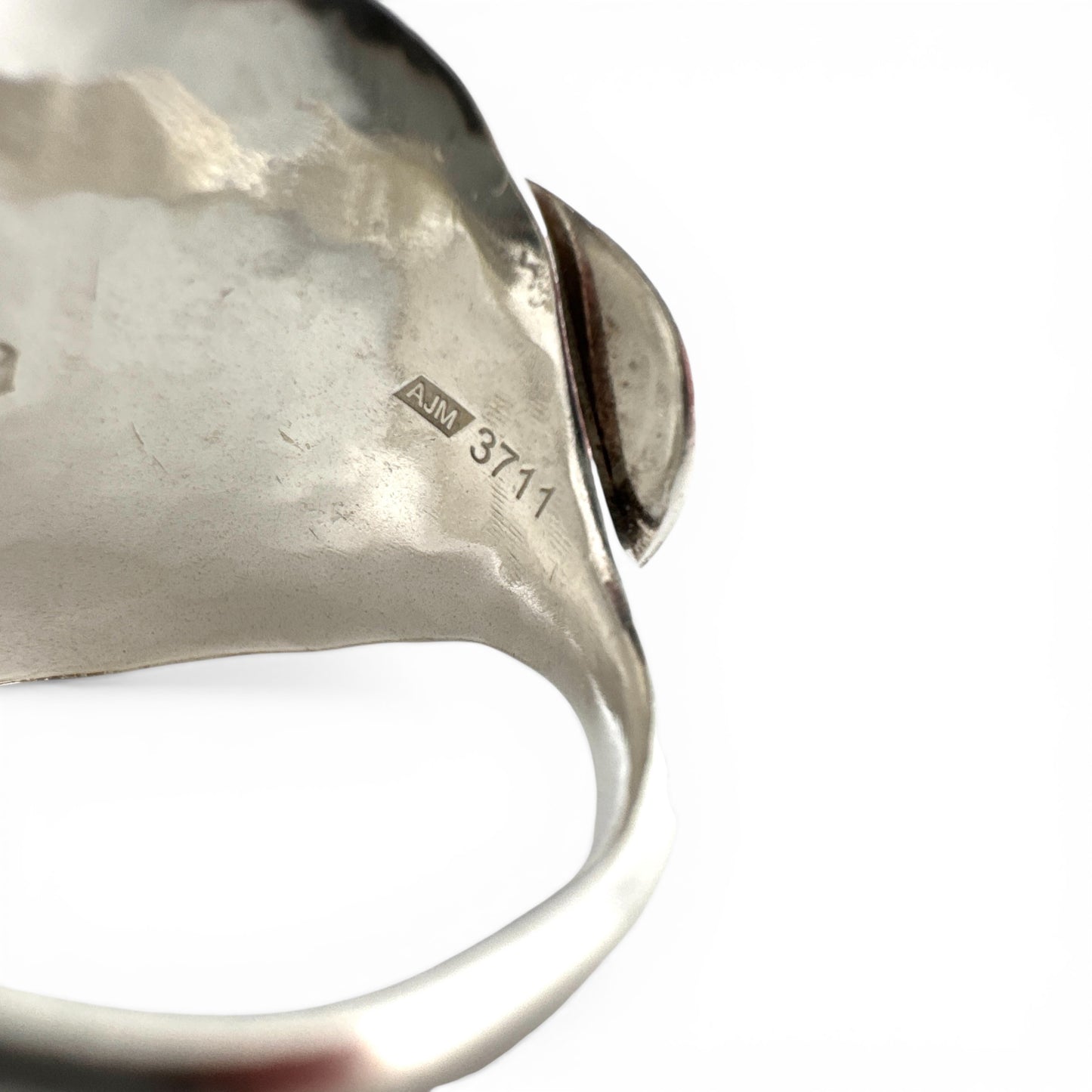 Vintage 1966 Sheffield Silver Spoon Ring – Hammered Sterling Silver, Double Hallmarked & Certified