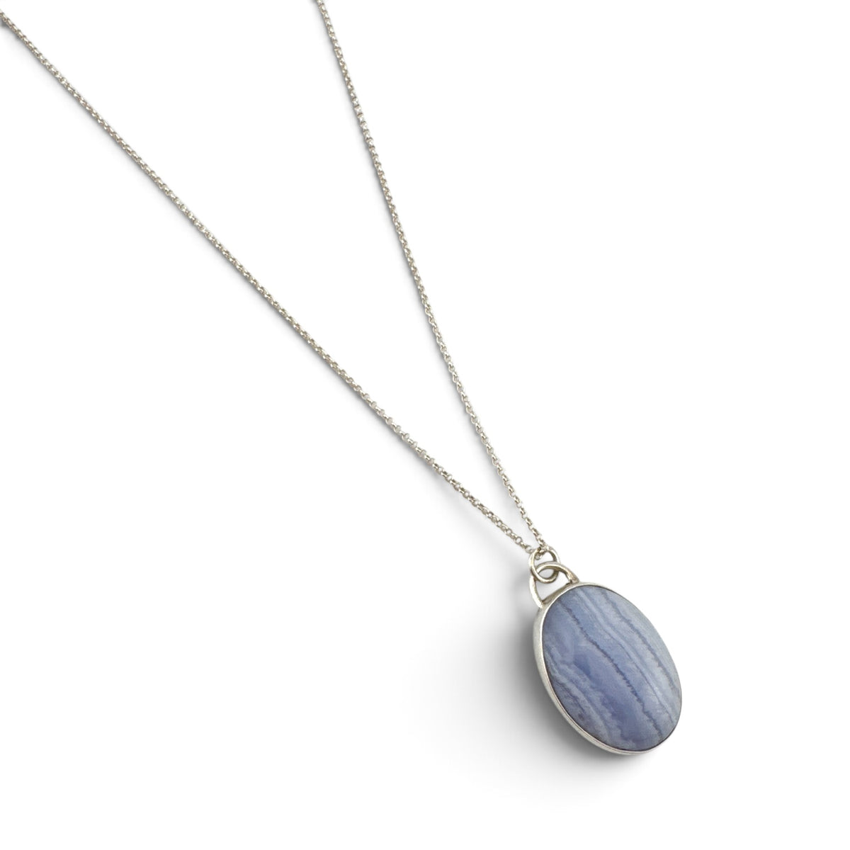 Blue Lace Agate Pendant in Recycled Sterling Silver