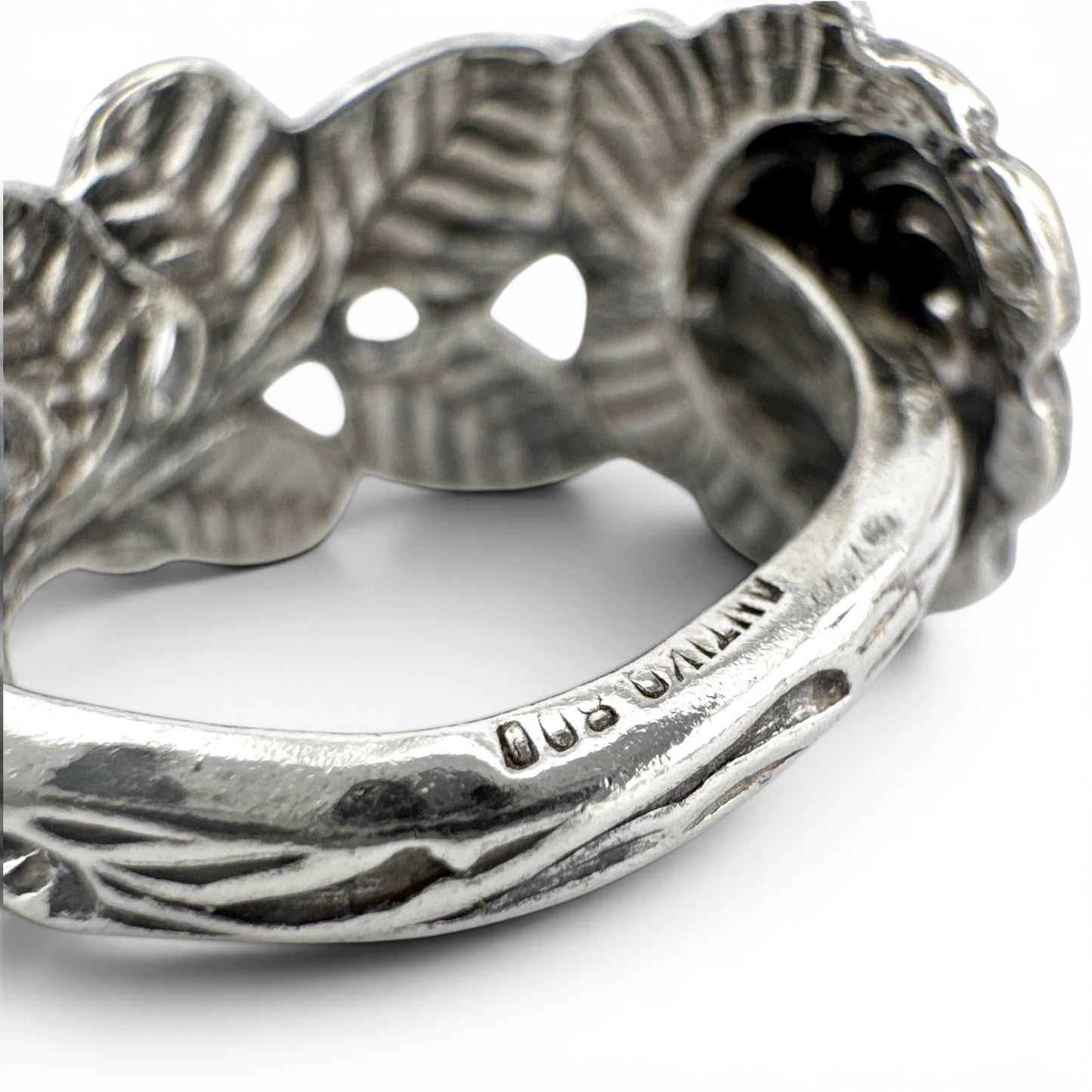 Vintage 800 Silver Rose Spoon Ring | Handmade Floral Statement Ring