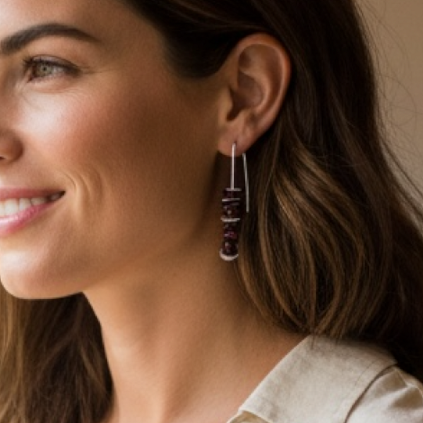Handmade Garnet Earrings in Sterling Silver | January Birthstone Jewellery
