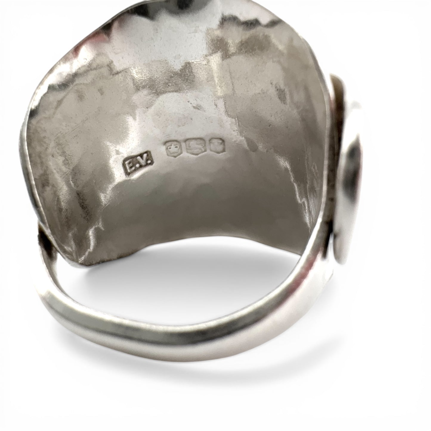 Vintage 1966 Sheffield Silver Spoon Ring – Hammered Sterling Silver, Double Hallmarked & Certified