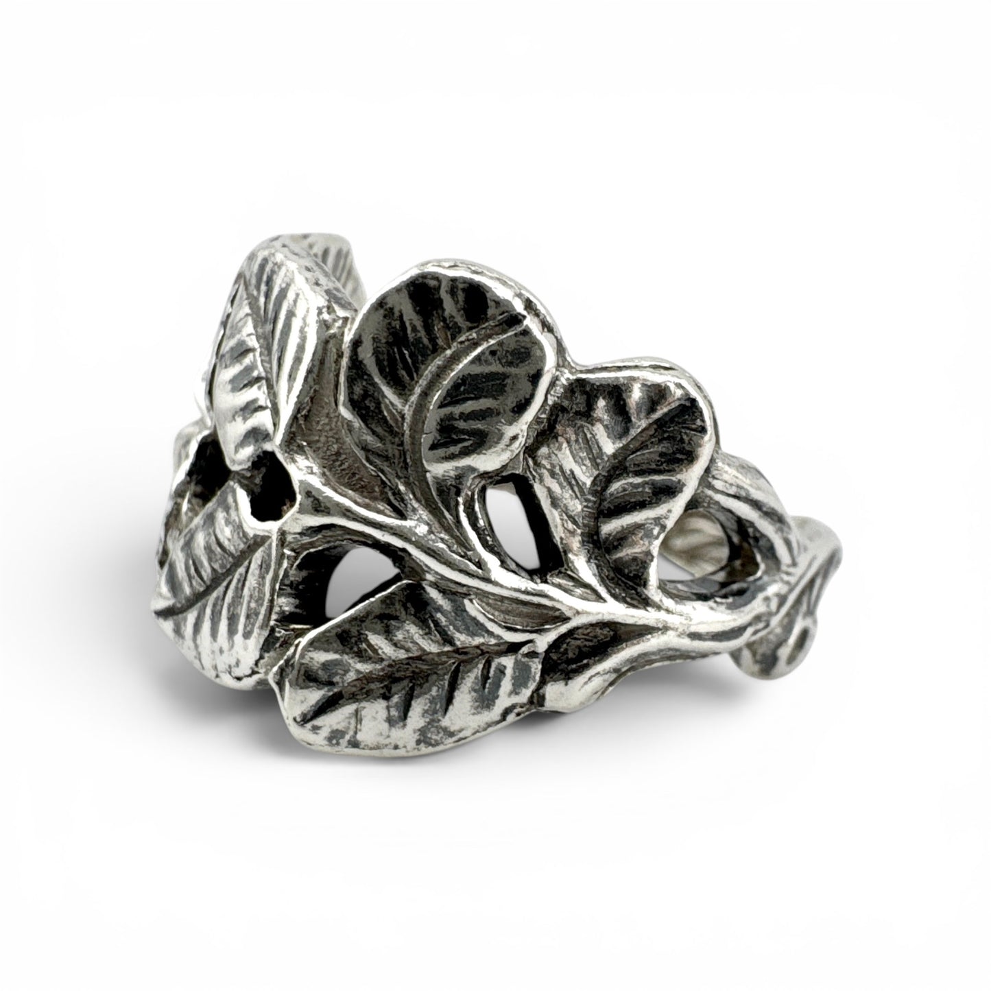 Vintage 800 Silver Rose Spoon Ring | Handmade Floral Statement Ring