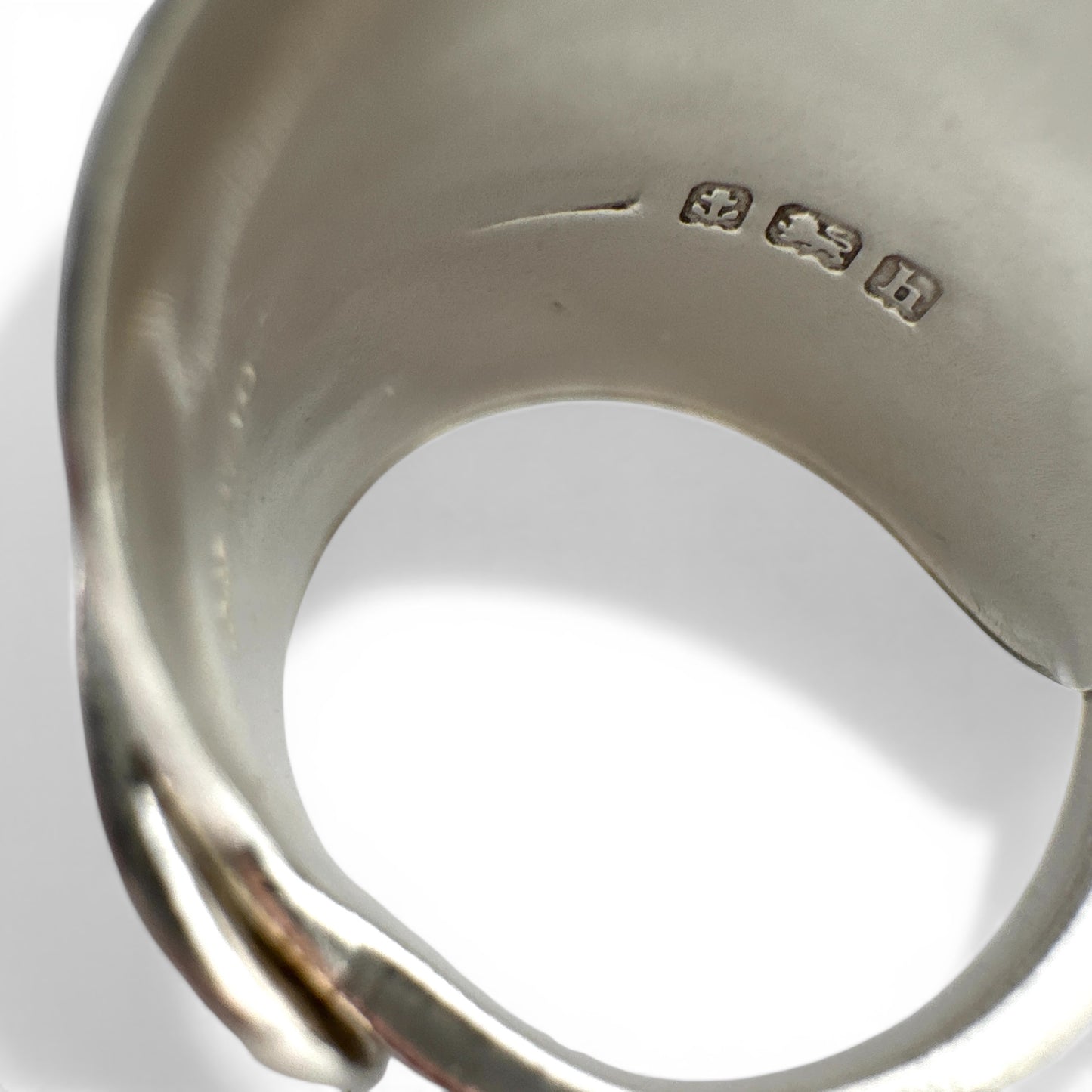 Antique 1907 Birmingham Silver Spoon Ring – Hand Engraved Sterling Silver, Hallmarked & Certified, Custom Size