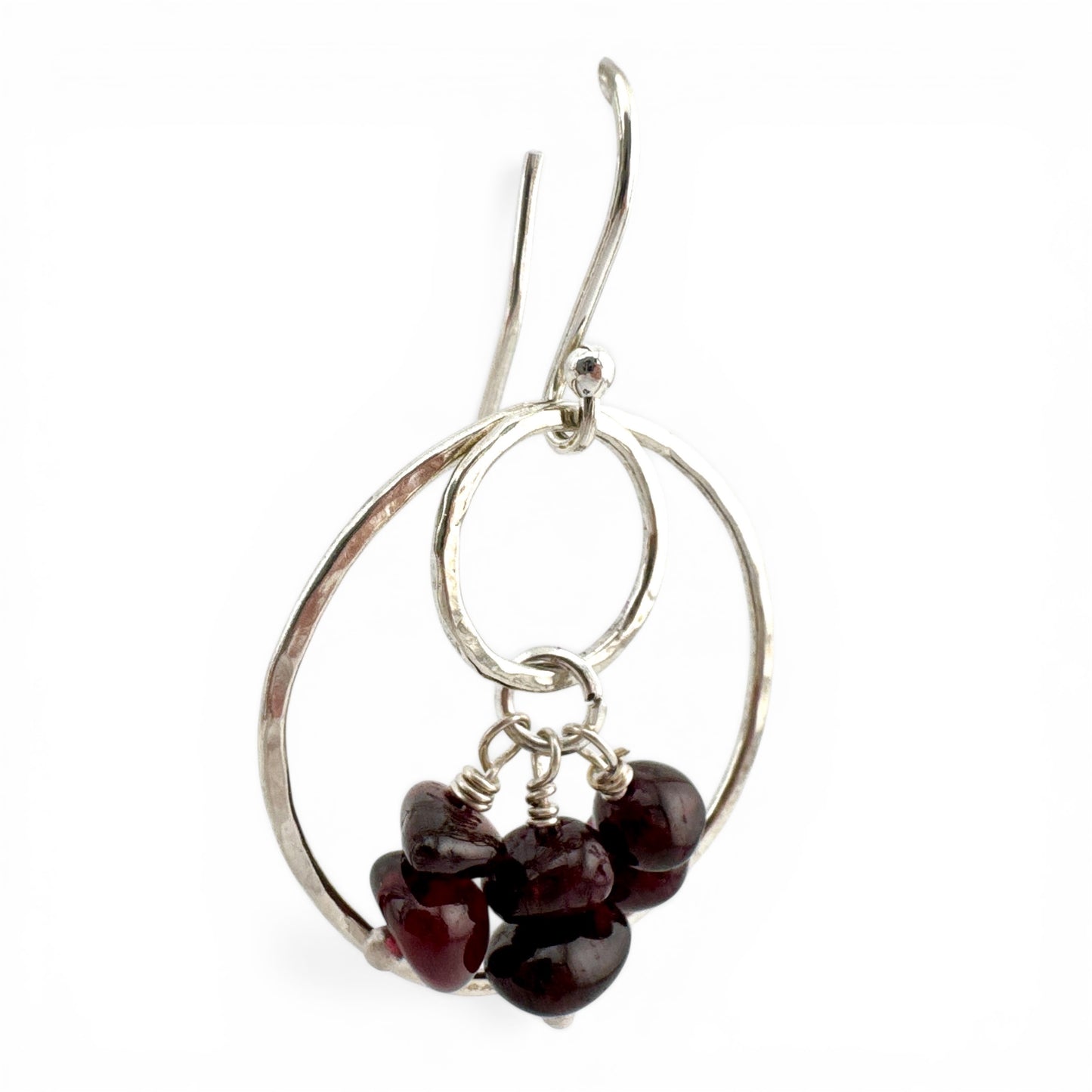 Garnet Sterling Silver Hoop Earrings – January Birthstone Gemstone Drops