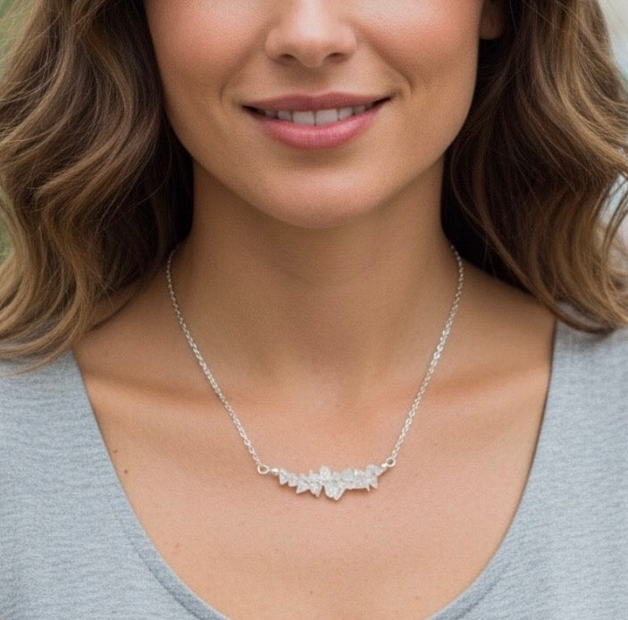 April Rock Crystal Birthstone Bar Necklace