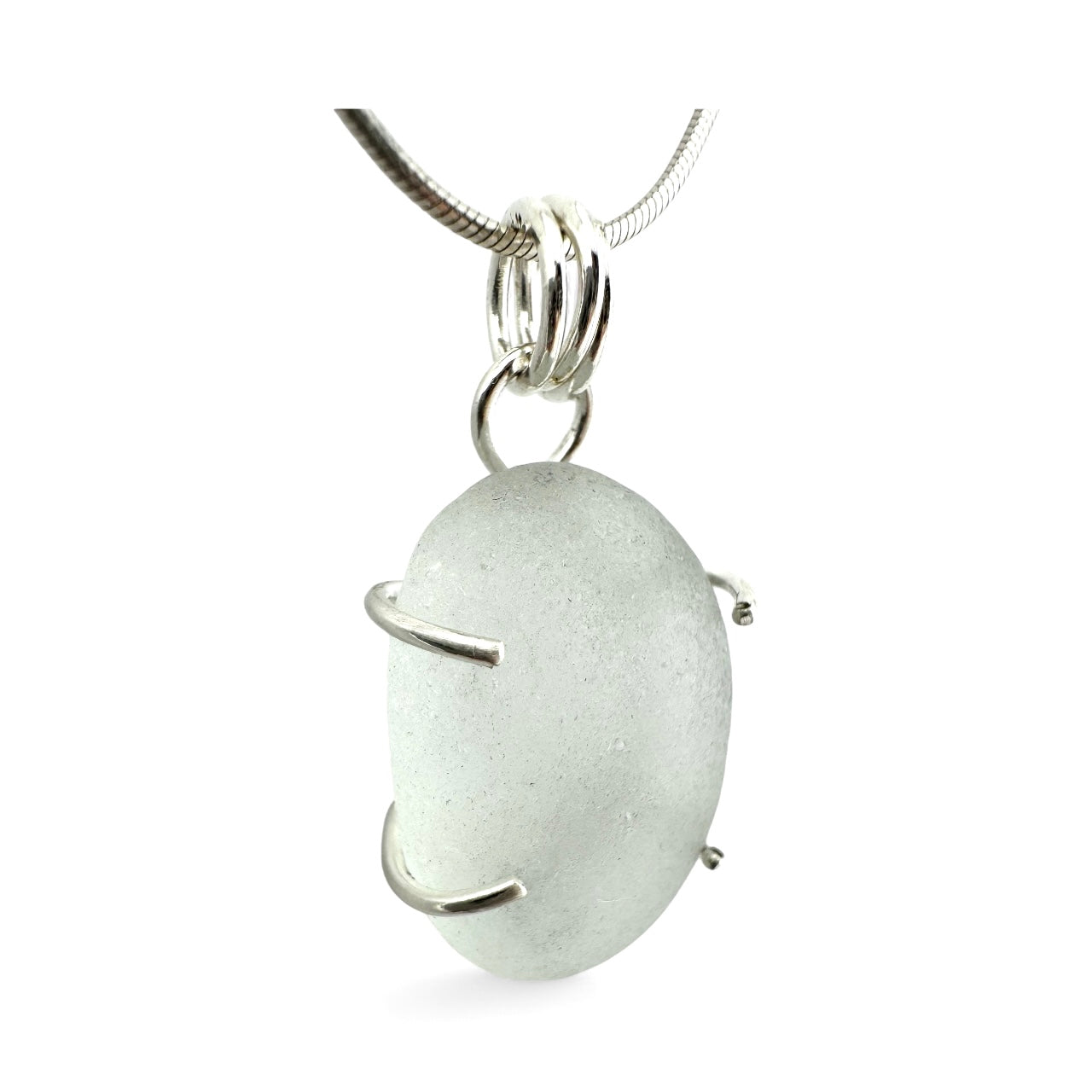 Pale Seafoam Seaglass Sterling Silver Necklace