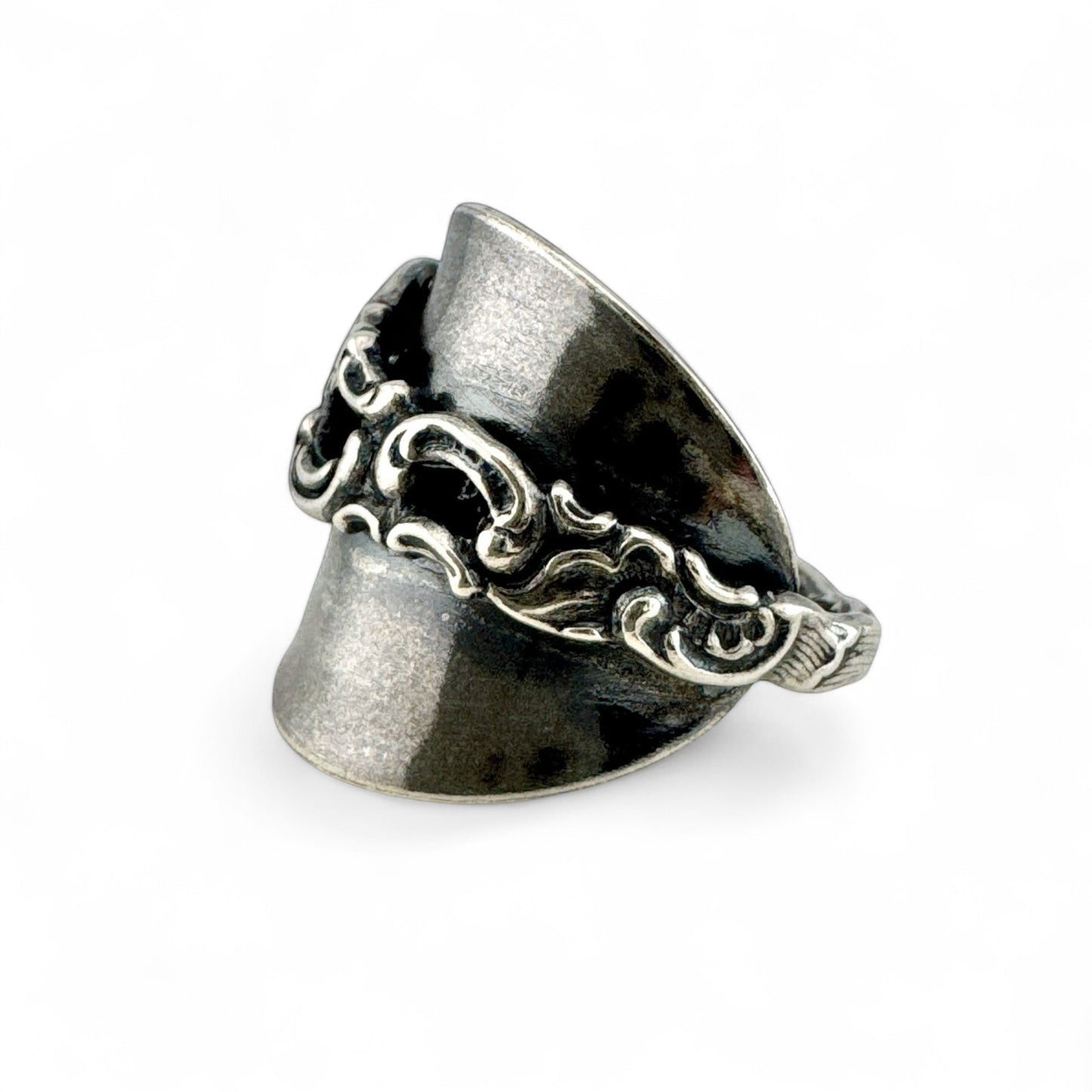 Oxidised Silver Scandinavian Spoon Ring