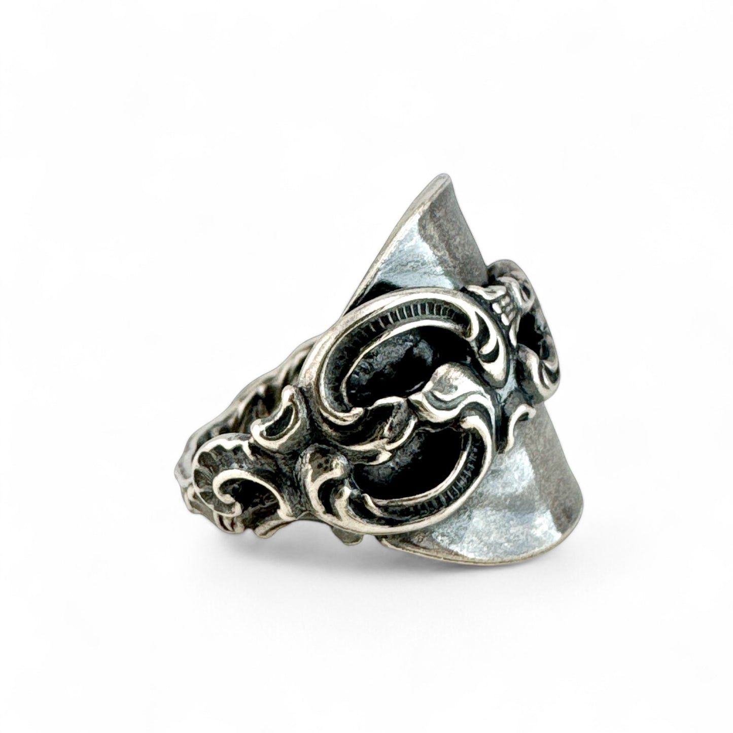 Oxidised Silver Scandinavian Spoon Ring