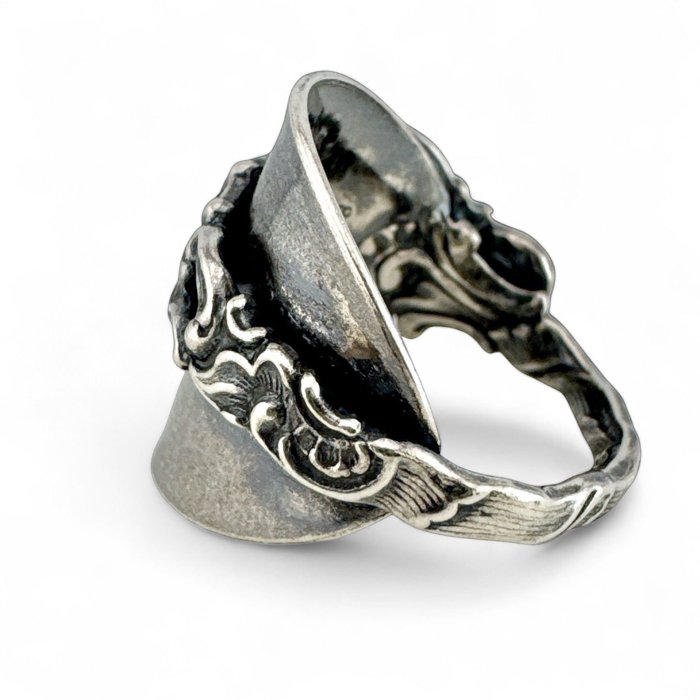 Oxidised Silver Scandinavian Spoon Ring