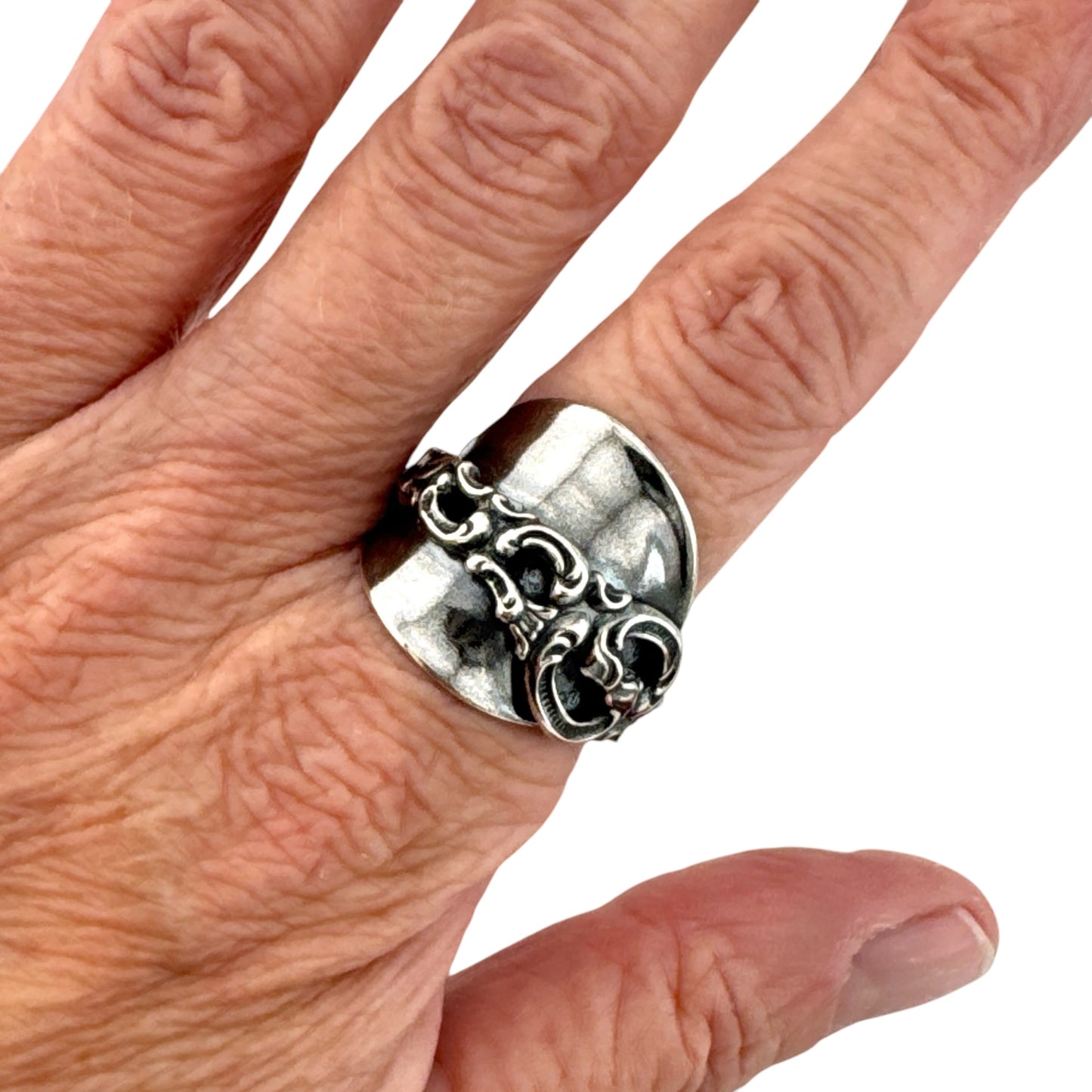 Oxidised Silver Scandinavian Spoon Ring