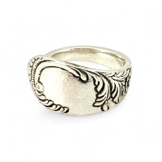 Floral Art Nouveau Silver Spoon Ring