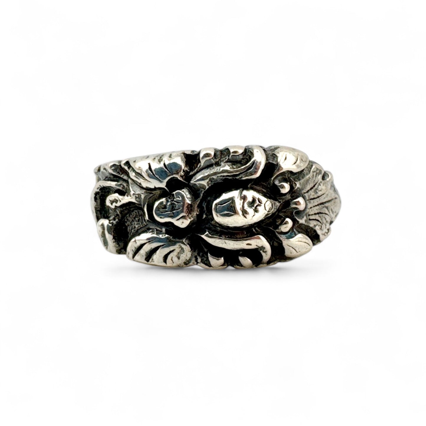 Oxidised Silver Art Nouveau-Style Spoon Ring