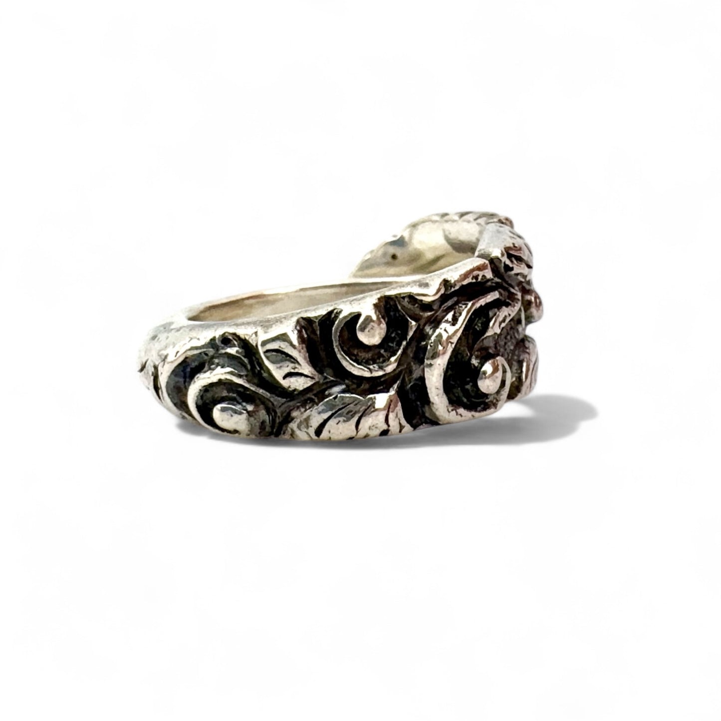 Oxidised Silver Art Nouveau-Style Spoon Ring