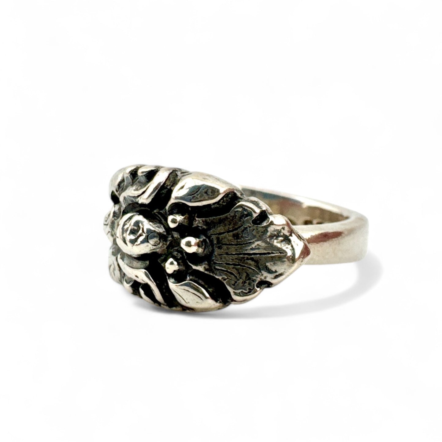 Oxidised Silver Art Nouveau-Style Spoon Ring