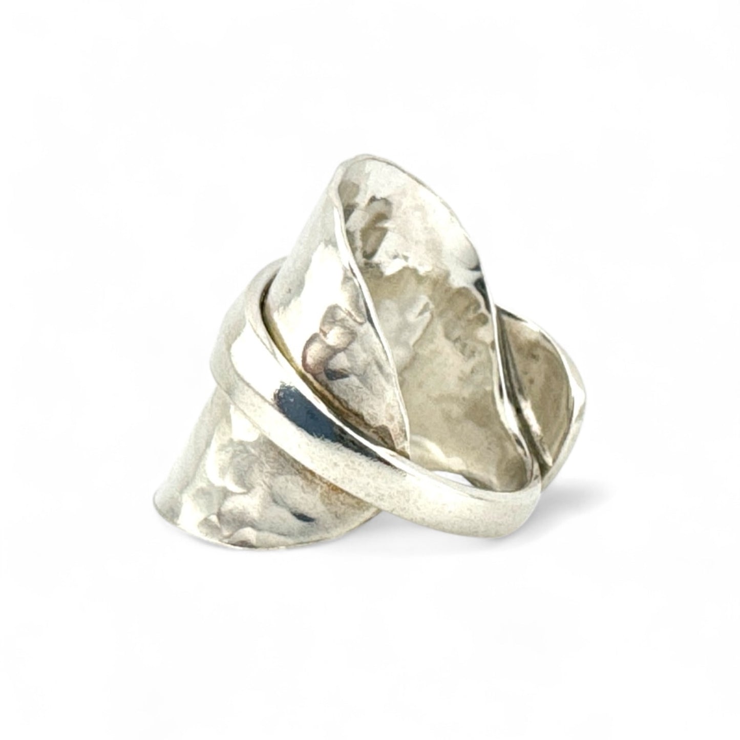 Sterling Silver Hammer-Texture Spoon Ring