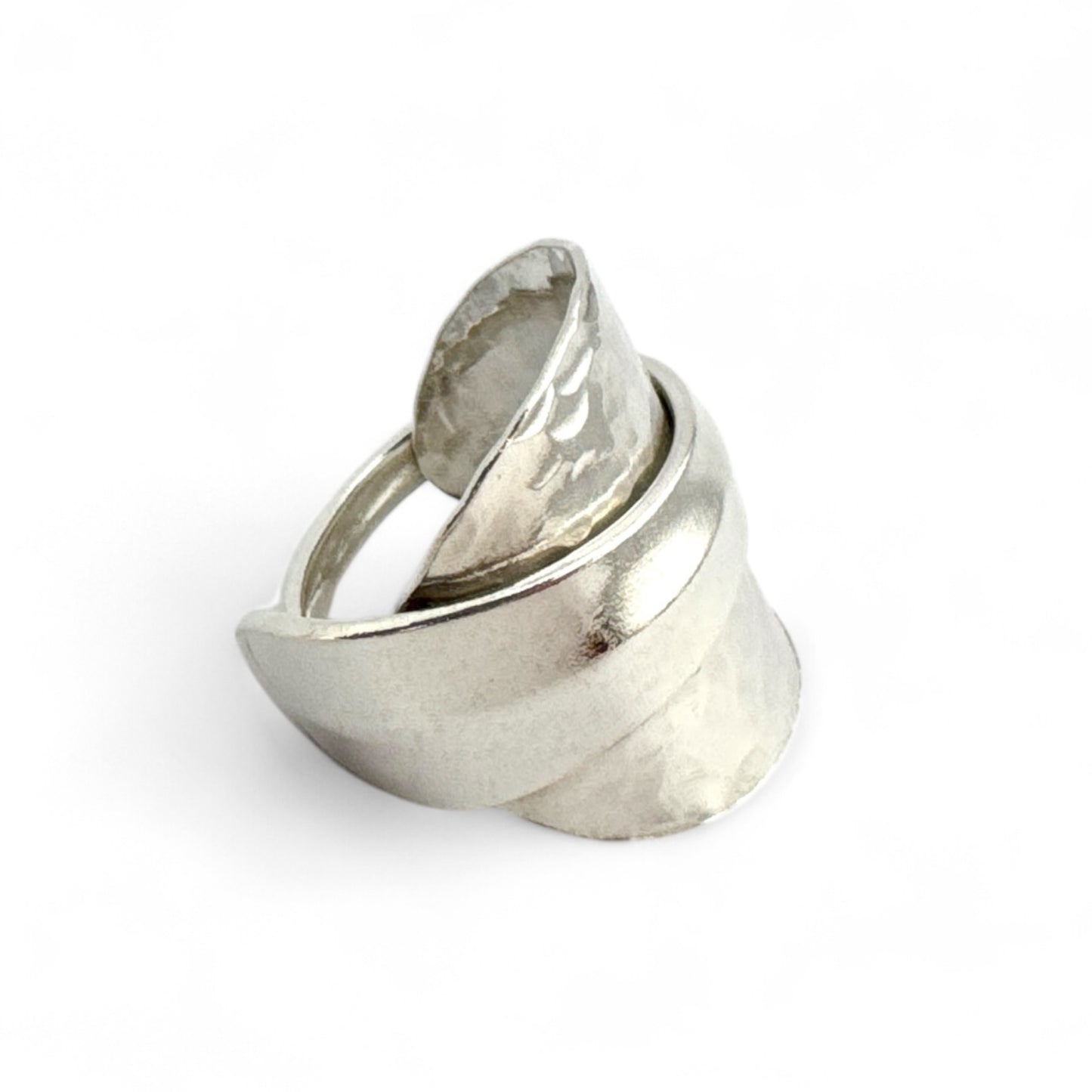 Sterling Silver Hammer-Texture Spoon Ring