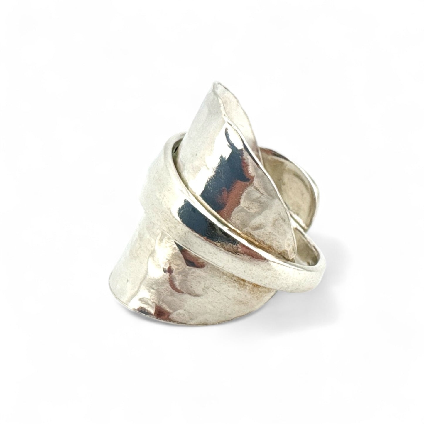 Sterling Silver Hammer-Texture Spoon Ring