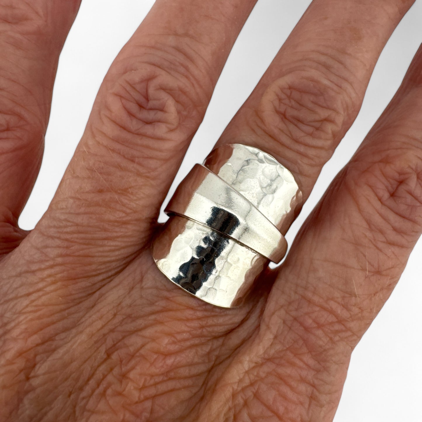 Sterling Silver Hammer-Texture Spoon Ring
