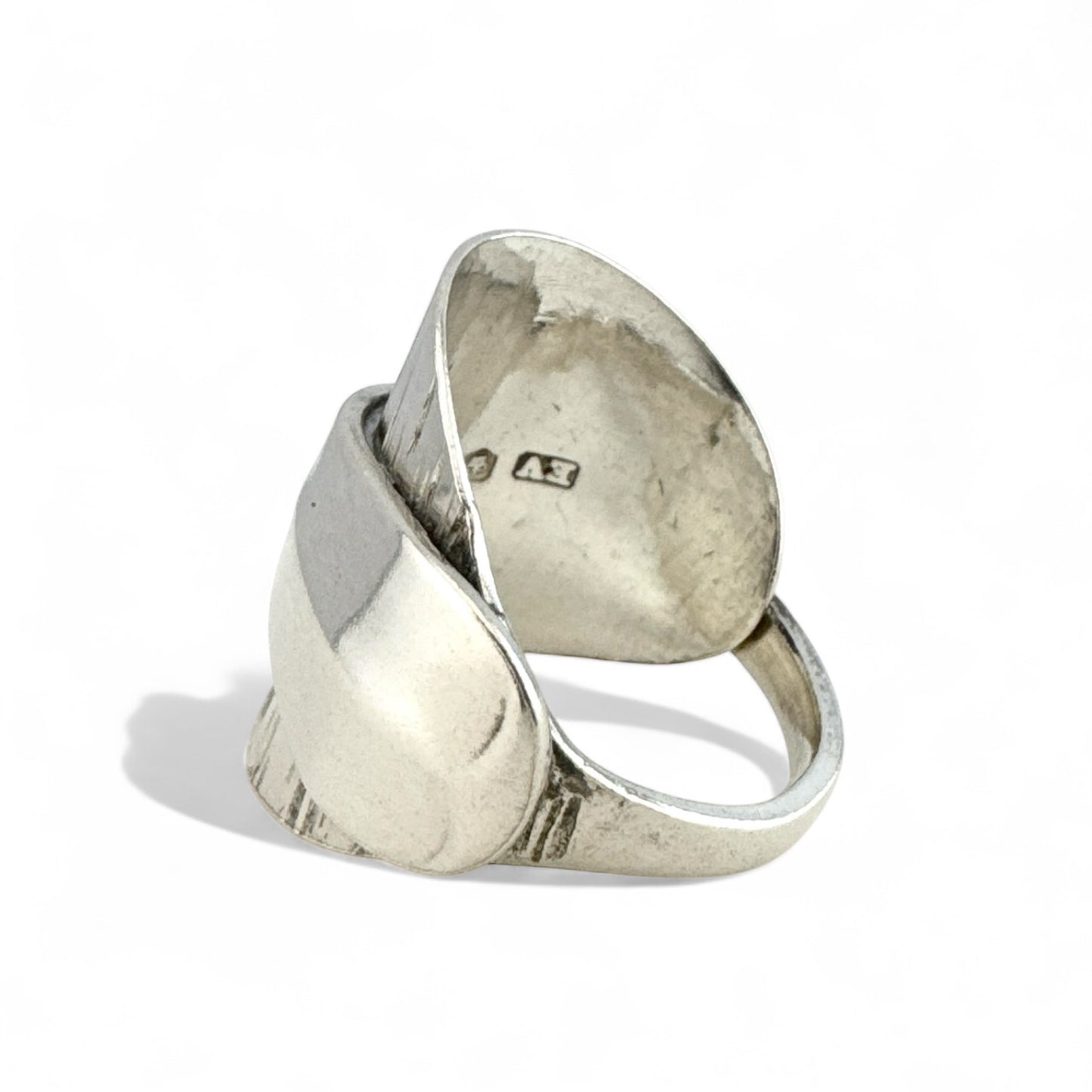 Sterling Silver Bark-Texture Spoon Ring