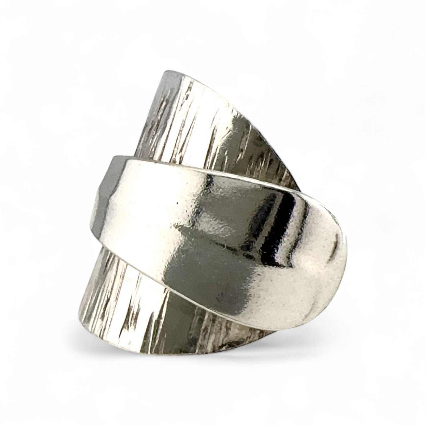 Sterling Silver Bark-Texture Spoon Ring