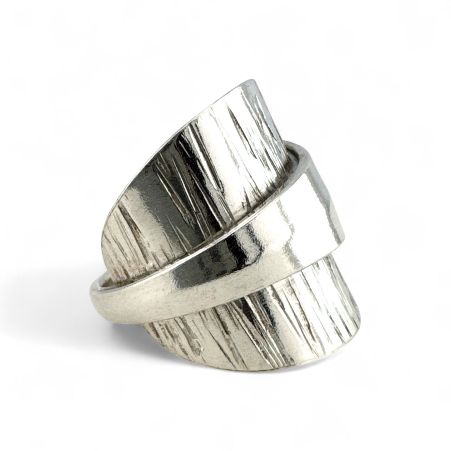 Sterling Silver Bark-Texture Spoon Ring