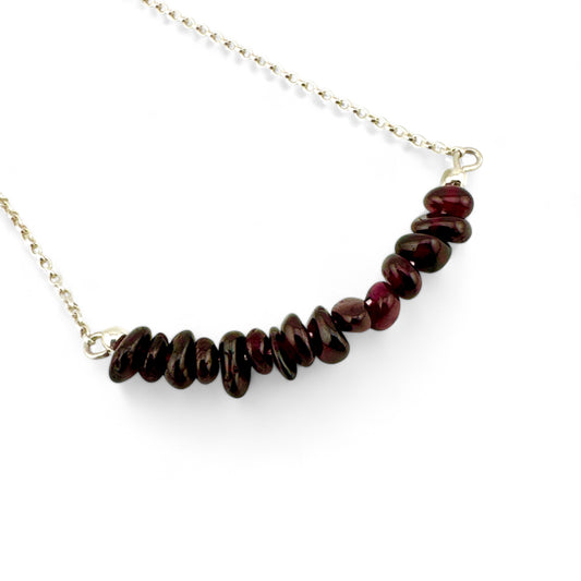 January Garnet Birthstone Bar Necklace