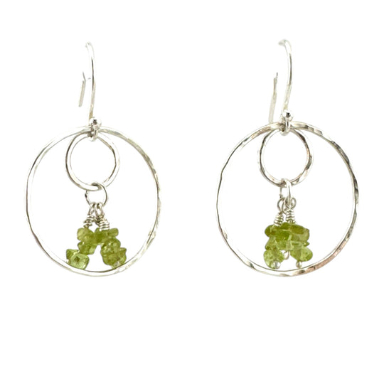 Sterling Silver and Peridot Double-Circle Earrings