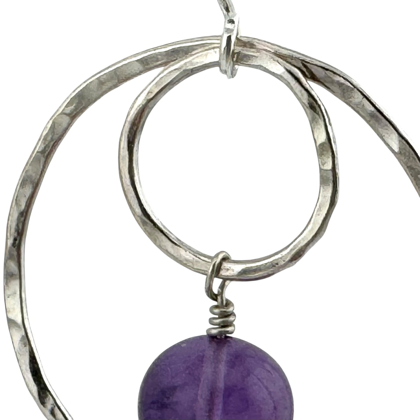 Amethyst & Hammered Sterling Silver Drop Earrings – February Birthstone Jewellery