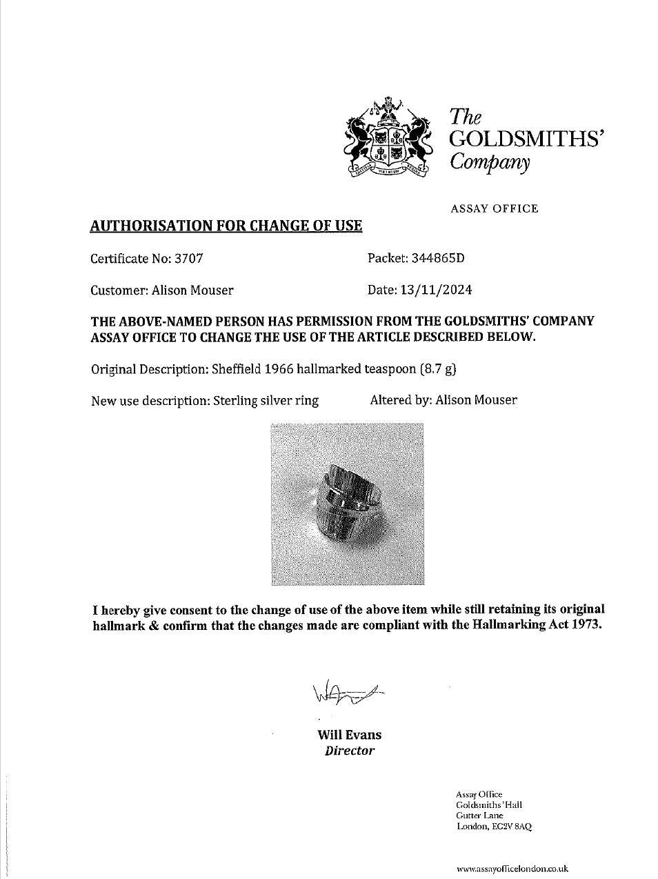 Solid Silver 925 Spoon Ring - Bark Texture Pattern - Double Hallmark - Upcycled Vintage Teaspoon - Any Size Possible - Sustainable Jewellery